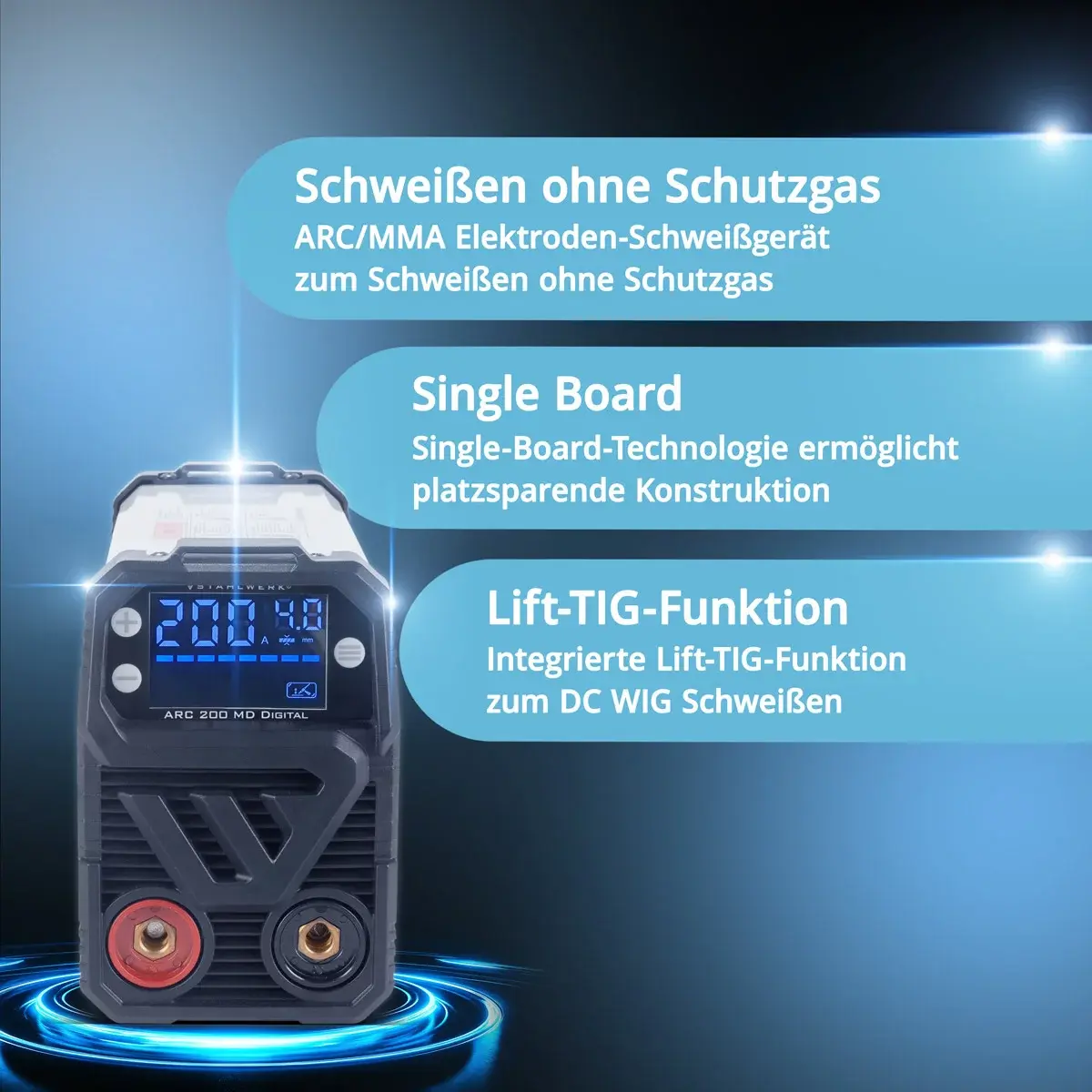 STAHLWERK Schweißgerät ARC 200 MD Digital – DC MMA Lift-TIG Inverter 200 Ampere – Bild 7